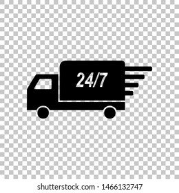 Home delivery sign. Black icon on transparent background. Illustration.