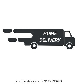 Home delivery truck flat vector icon for apps and websites