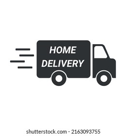 Home delivery truck flat vector icon for apps and websites