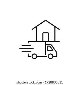 Home Delivery Truck Icon Concept Isolated On White Background. Vector Illustration