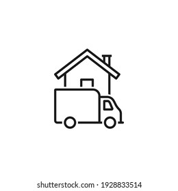 Home Delivery Truck Icon Concept Isolated On White Background. Vector Illustration