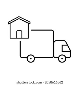 Home delivery truck. Online delivery service. Food delivery. Business vector icon. Shopping online. Online order. Fast transport express home delivery.