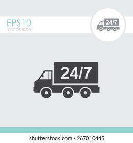 Home delivery. Truck vector icon.