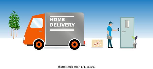 Home delivery vector illustration of Internet shopping