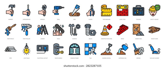 Home Depot Icon Set Flat Color Style