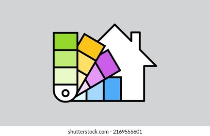 Home design color palette, house interior decoration vector illustration, logo concept icon