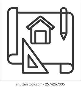 Home Design Icon Vector Illustration Outline