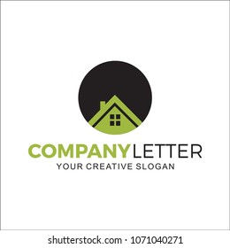 Home Design Logo in Circle Black Background