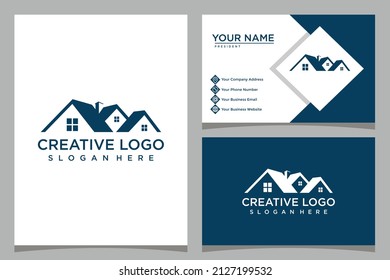 home design logo template with business card design