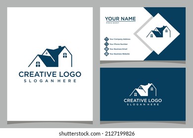 home design logo template with business card design