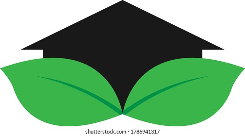 Home design logo vector stock with leave