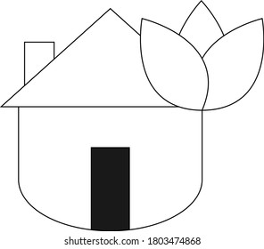 Home design logo vector stock with flower
