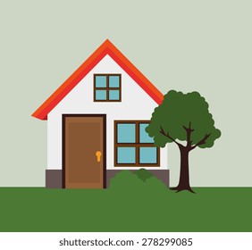 Home design over beige background, vector illustration.