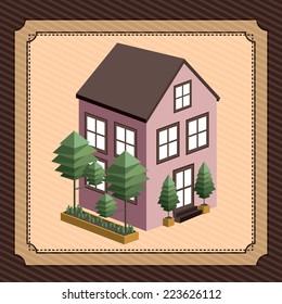 Home design over brown background, vector illustration