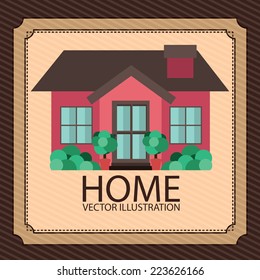 Home design over brown background, vector illustration