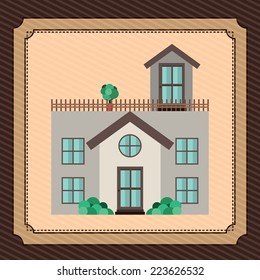 Home design over brown background, vector illustration