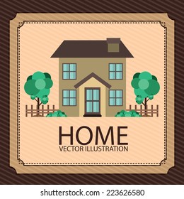 Home design over brown background, vector illustration