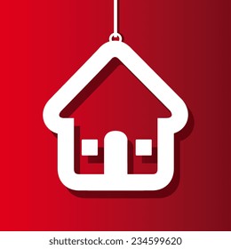 Home design over red background, vector illustration.