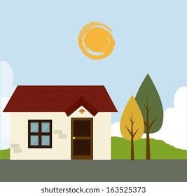 home design over sky background vector illustration 