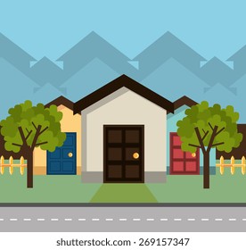 Home design over white background, vector illustration.
