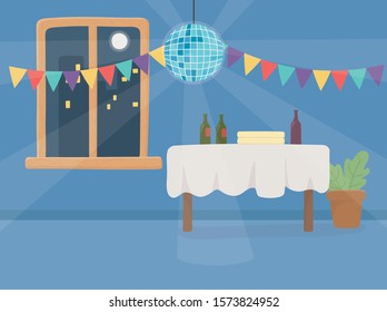 Home design, Party festival celebration holiday birthday decoration enjoyment and entertainment theme Vector illustration