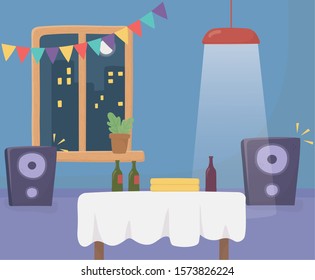 Home design, Party festival celebration holiday birthday decoration enjoyment and entertainment theme Vector illustration