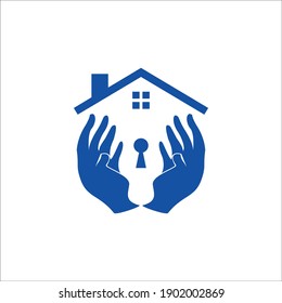Home-Design, Vektorgrafik-Logo auf zwei Palmhintergrund