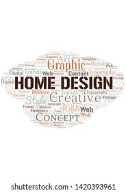 Home Design word cloud. Wordcloud made with text only.