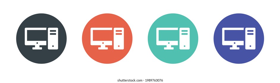 Home desktop computer personal PC vector icon. Vector illustration