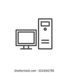 Home desktop computer personal PC flat vector icon for apps and websites. Desktop computer screen