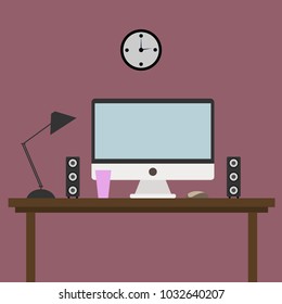  home desktop monitor column lamp on purple background
