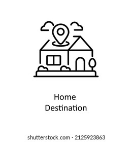 Home Destination vector Outline icon for web isolated on white background EPS 10 file