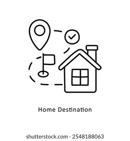 Home Destination Vector Outline icon style illustration. EPS 10 file