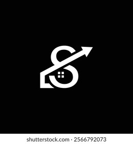 Home development logo design with black background. S home icon vector illustration.