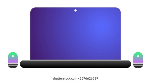 Home devices for work and entertainment. Laptop and Smart devices, modern gradient icons. Vector illustration isolated on white background.