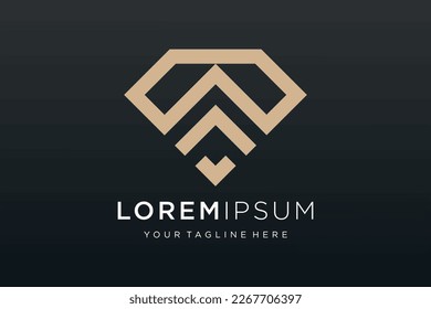 Home diamond Logo designs Template, house combined with diamond.