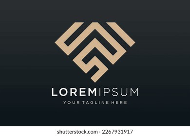 Diseño de logotipos de diamantes caseros Plantilla, casa combinada con diamantes.