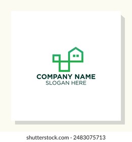 home and digital logo design concept, building and construction logo inspiration