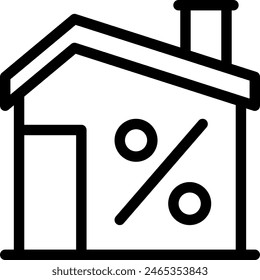 Home discount real estate icon with black outline style. discount, sale, home, shop, house, concept, business. Vector Illustration