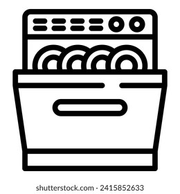 Home dishwasher icon outline vector. Home floor dirty. Laundry bath