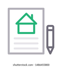 home document colour line vector icon