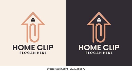 home document organizer, home and paper clip logo design combinations