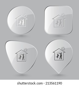 Home dog. Glass buttons. Vector illustration.