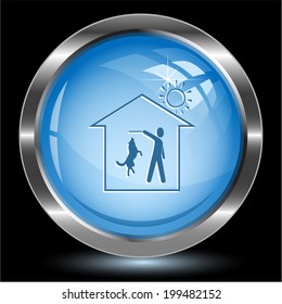 Home dog. Internet button. Vector illustration.