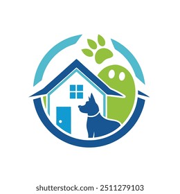 Home in dog logo design illustartion