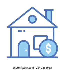 Home with dollar coin showing house loan concept vector in modern style