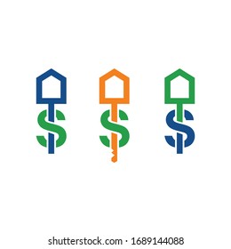 Home Dollar Logo Design Vector Icon Graphic