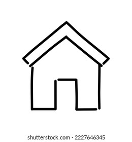 Home Doodle Symbol. Handgezeichnete schwarze Skizze. Vektorgrafik.
