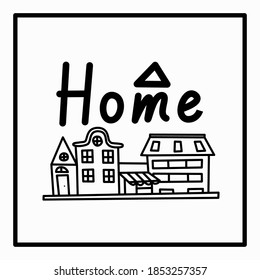home doodle vector illustration, ideal for print, card, poster, web, template