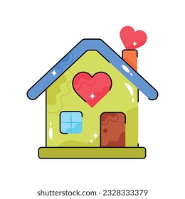 Home doodle vector outline Sticker. EPS 10 file